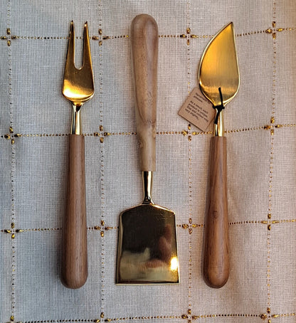 Gold & Wood Cheese Knife