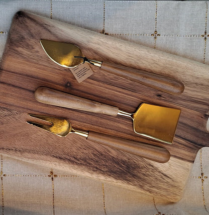 Gold & Wood Cheese Knife